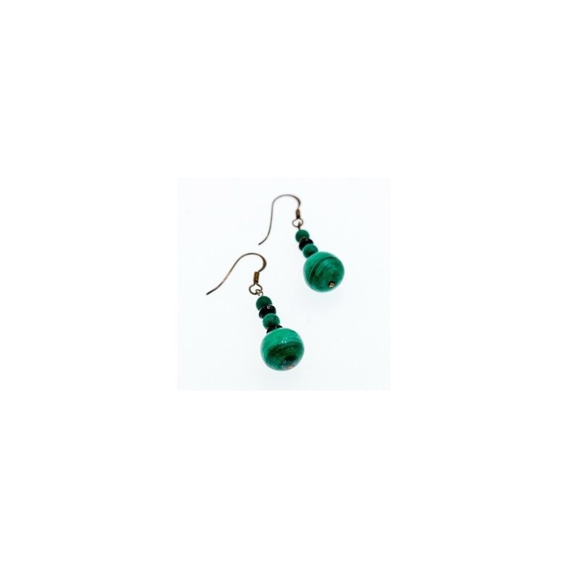 925 Sterling Silver Malachite Dangle Earrings