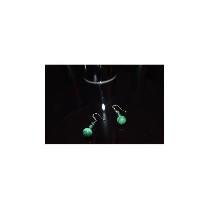 925 Sterling Silver Malachite Dangle Earrings