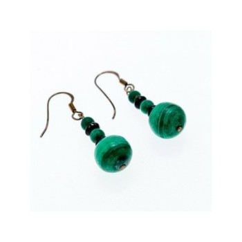 925 Sterling Silver Malachite Dangle Earrings