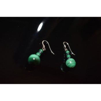 925 Sterling Silver Malachite Dangle Earrings
