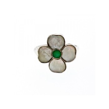 925 STERLING SILVER MOTHER OF PEARL & GREEN NEPHRITE 