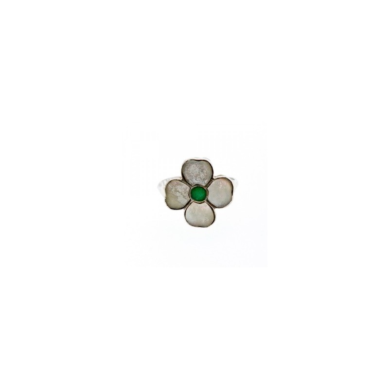 925 STERLING SILVER MOTHER OF PEARL & GREEN NEPHRITE 