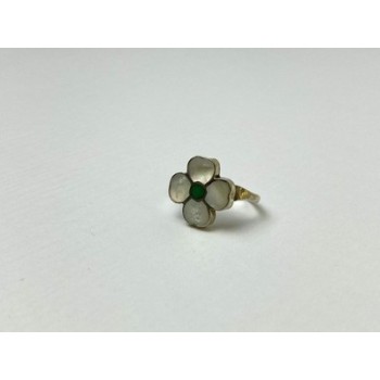 925 STERLING SILVER MOTHER OF PEARL & GREEN NEPHRITE 