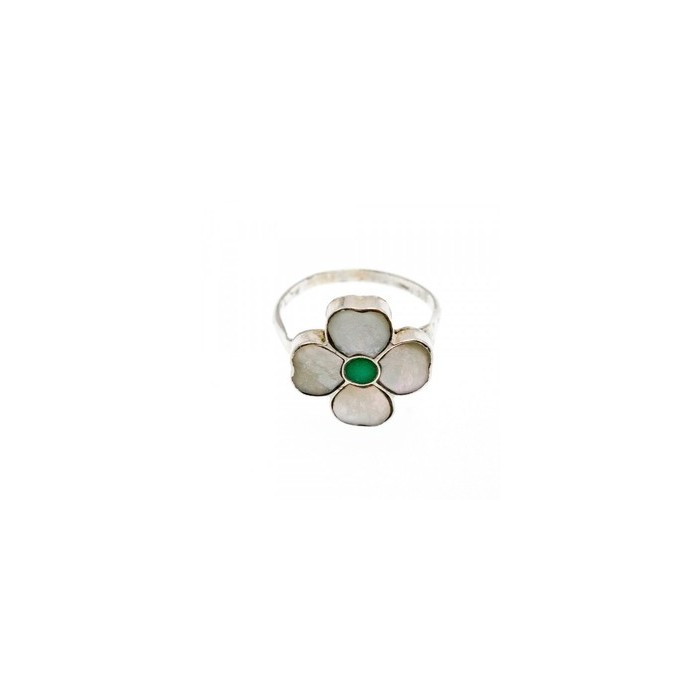 925 STERLING SILVER MOTHER OF PEARL & GREEN NEPHRITE 