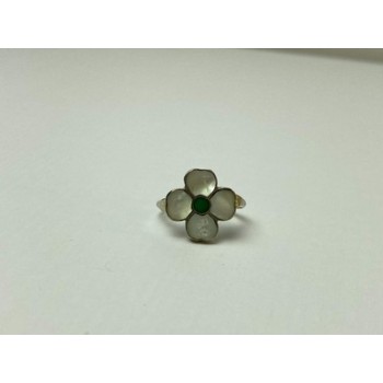 925 STERLING SILVER MOTHER OF PEARL & GREEN NEPHRITE 