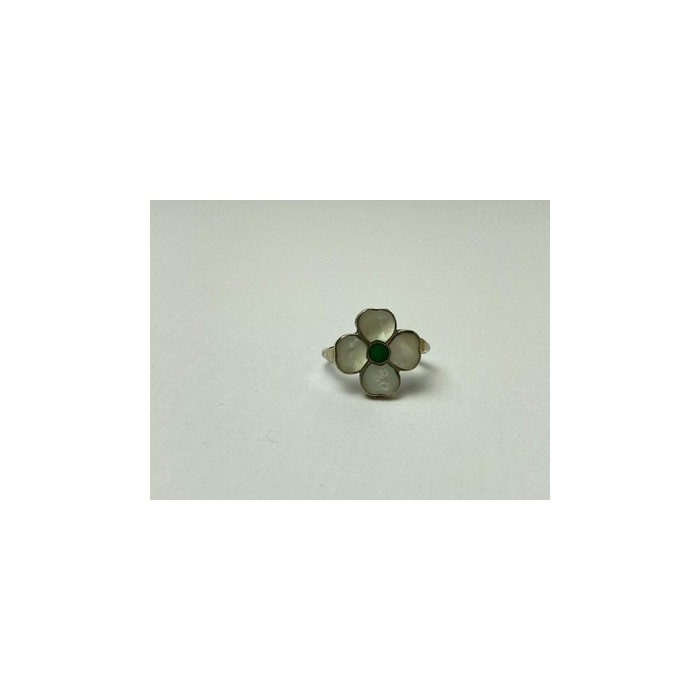 925 STERLING SILVER MOTHER OF PEARL & GREEN NEPHRITE 