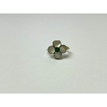 925 STERLING SILVER MOTHER OF PEARL & GREEN NEPHRITE 