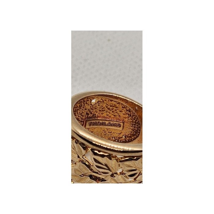 925 Sterling Silver Gold Plated Porous Foliated Design Ring Size 4.5