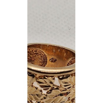 925 Sterling Silver Gold Plated Porous Foliated Design Ring Size 4.5