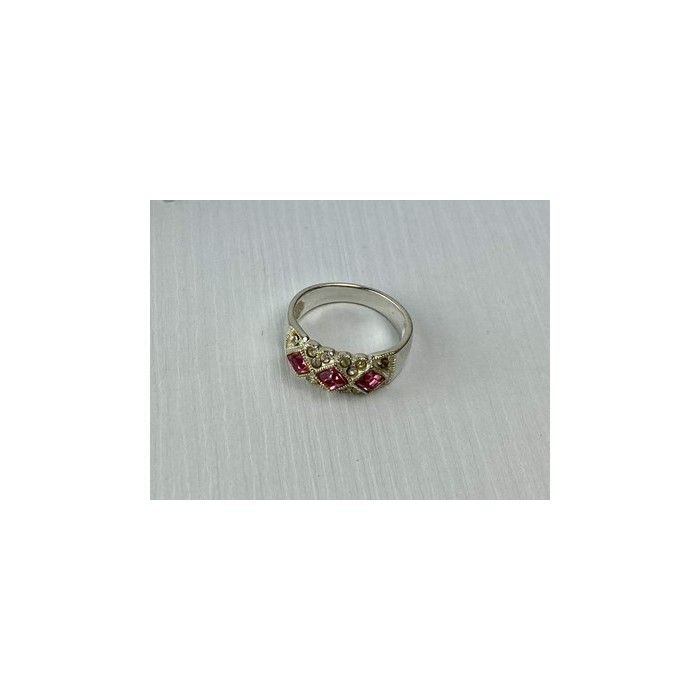 925 Sterling Silver Pink & White CZ Ring Size 5.5