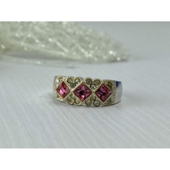 925 Sterling Silver Pink & White CZ Ring Size 5.5