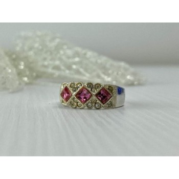 925 Sterling Silver Pink & White CZ Ring Size 5.5