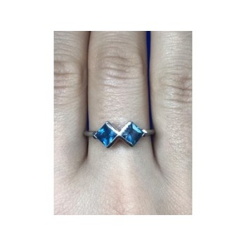 925 Sterling Silver Blue Jadeite Ring Size 8.5