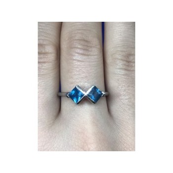 925 Sterling Silver Blue Jadeite Ring Size 8.5