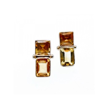 925 Sterling Silver Citrine Stud Earrings