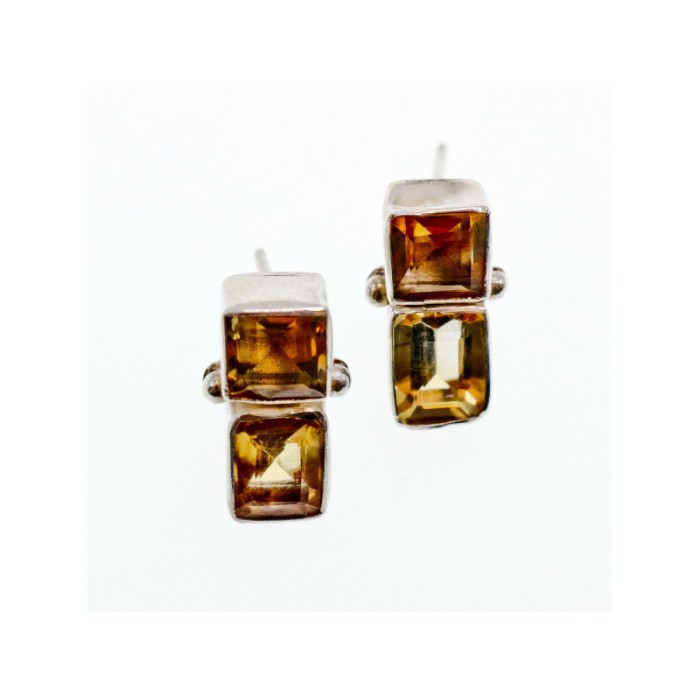 925 Sterling Silver Citrine Stud Earrings