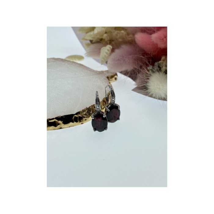 925 Sterling Silver Almandine Earrings