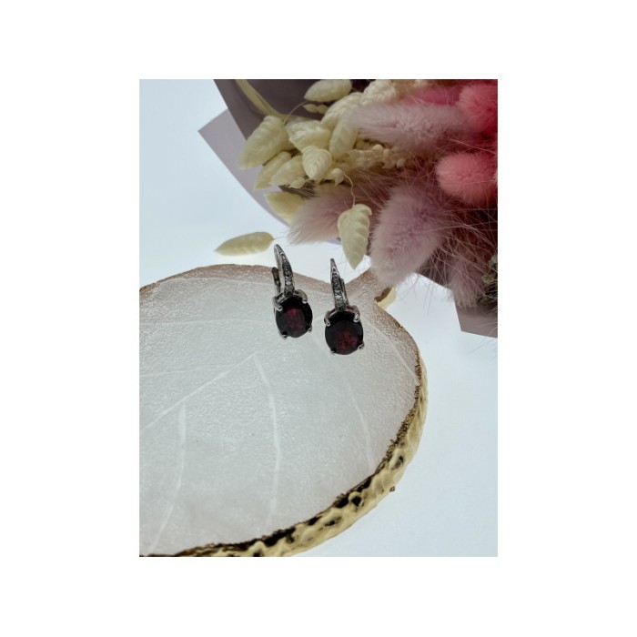 925 Sterling Silver Almandine Earrings