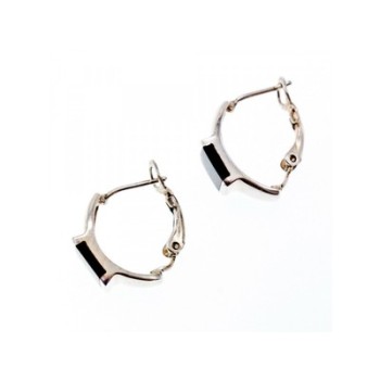 925 Sterling Silver Black Nephrite ( Jade ) Earrings