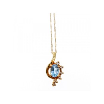 10K / 14 K YELLOW GOLD TOPAZ & DIAMONDS CHAIN WITH PENDANT
