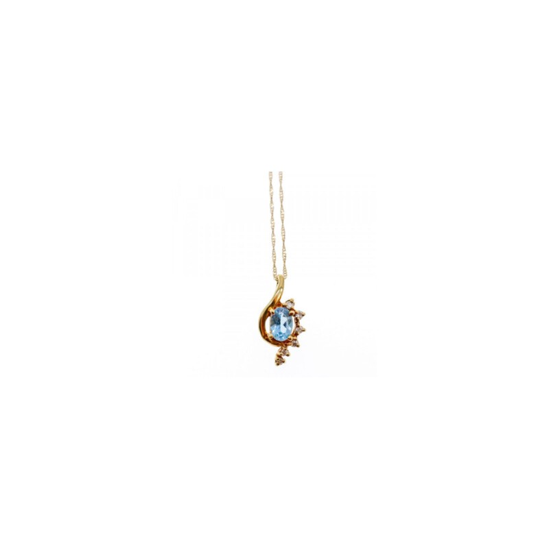 10K / 14 K YELLOW GOLD TOPAZ & DIAMONDS CHAIN WITH PENDANT