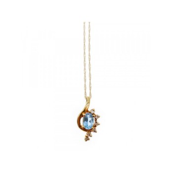 10K / 14 K YELLOW GOLD TOPAZ & DIAMONDS CHAIN WITH PENDANT