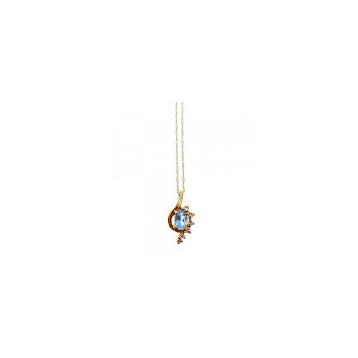 10K / 14 K YELLOW GOLD TOPAZ & DIAMONDS CHAIN WITH PENDANT