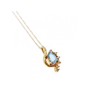10K / 14 K YELLOW GOLD TOPAZ & DIAMONDS CHAIN WITH PENDANT
