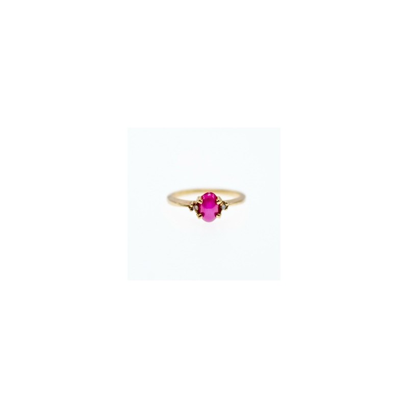 10K YELLOW GOLD STAR SAPPHIRE & DIAMONDS RING SIZE 5.5