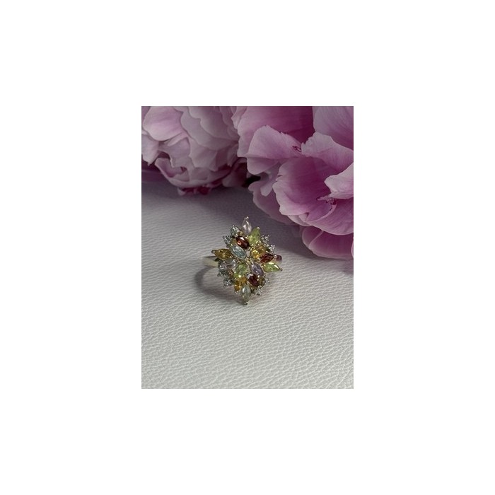 925 Sterling Silver Amethyst Peridot Garnet Topaz Citrine Ring Size 8