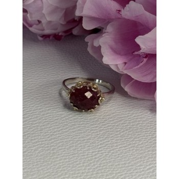 925 Sterling Silver Gold Plated Part Ruby Ring Size 8
