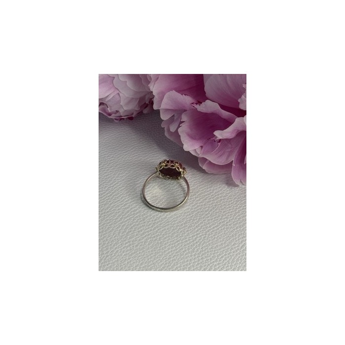 925 Sterling Silver Gold Plated Part Ruby Ring Size 8