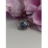 925 Sterling Silver Aquamarine Flower Ring Size 6