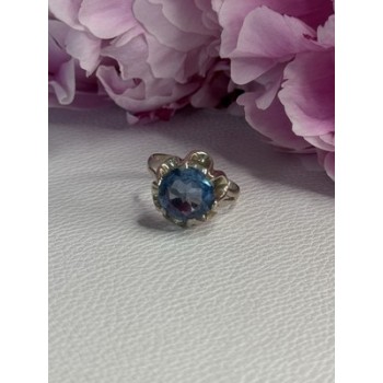 925 Sterling Silver Aquamarine Flower Ring Size 6