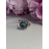 925 Sterling Silver Aquamarine Flower Ring Size 6