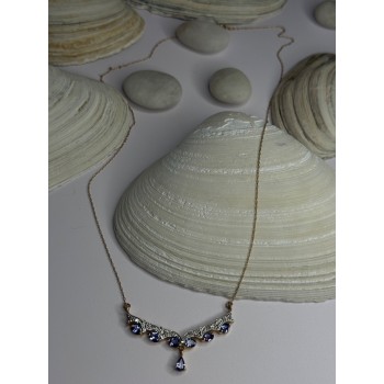 VJL 10K Yellow Gold Tanzanite & Diamond Necklace Length 18 inch