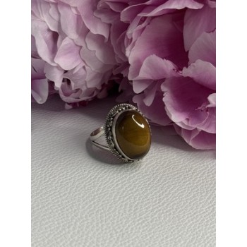 Vintage 925 Sterling Silver Tiger Eye Ring Size 9