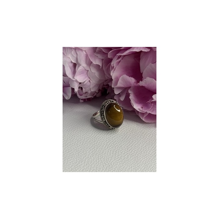 Vintage 925 Sterling Silver Tiger Eye Ring Size 9