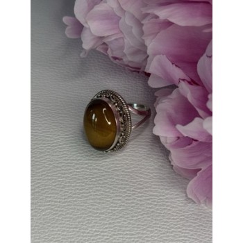 Vintage 925 Sterling Silver Tiger Eye Ring Size 9
