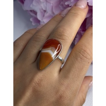 925 Sterling Silver Agate Ring Size 7.5