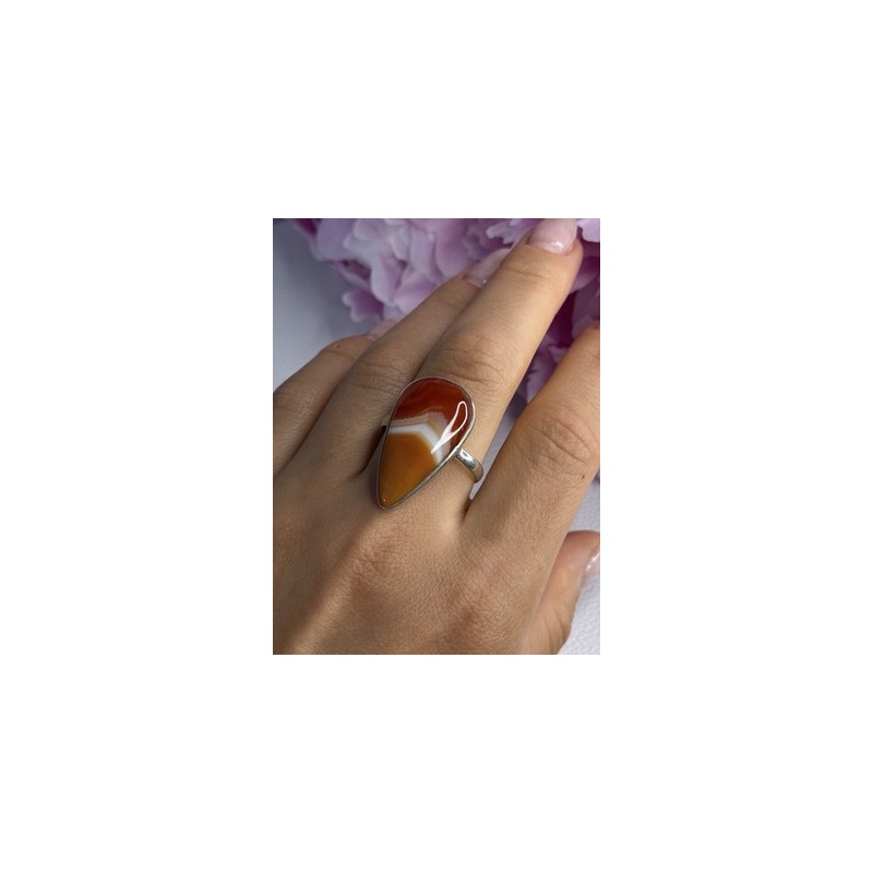 925 Sterling Silver Agate Ring Size 7.5