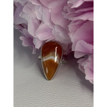 925 Sterling Silver Agate Ring Size 7.5