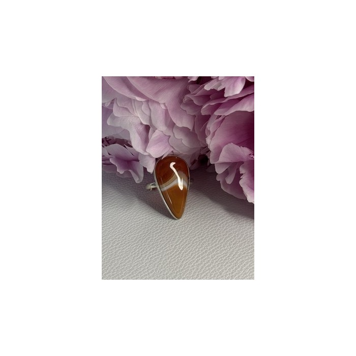 925 Sterling Silver Agate Ring Size 7.5