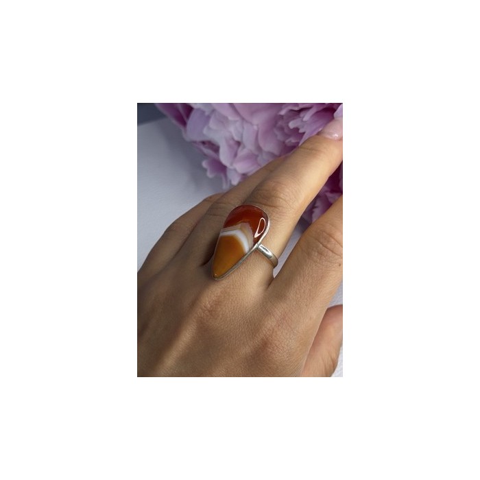 925 Sterling Silver Agate Ring Size 7.5