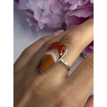 925 Sterling Silver Agate Ring Size 7.5
