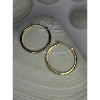 14K Yellow Gold Peridot Earrings Hoops Length 1 inch