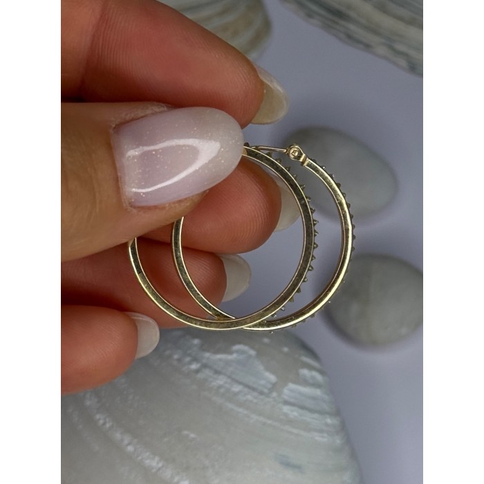 14K Yellow Gold Peridot Earrings Hoops Length 1 inch