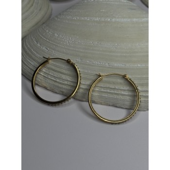 14K Yellow Gold Peridot Earrings Hoops Length 1 inch