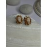 10K Yellow Gold Cameo Stud Earrings Length 0.40 inch