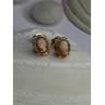 10K Yellow Gold Cameo Stud Earrings Length 0.40 inch